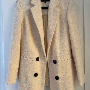 Elegant Cream Double-Breasted Women's Blazer